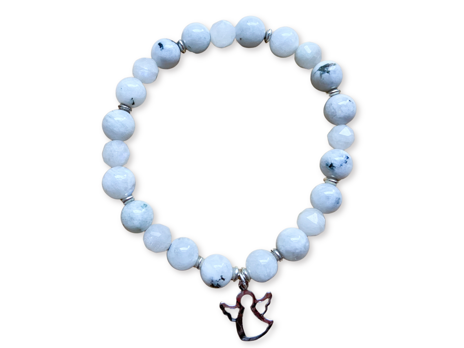 Holiday Collection || Rainbow Moonstone & Angel Charm || Reiki Infused