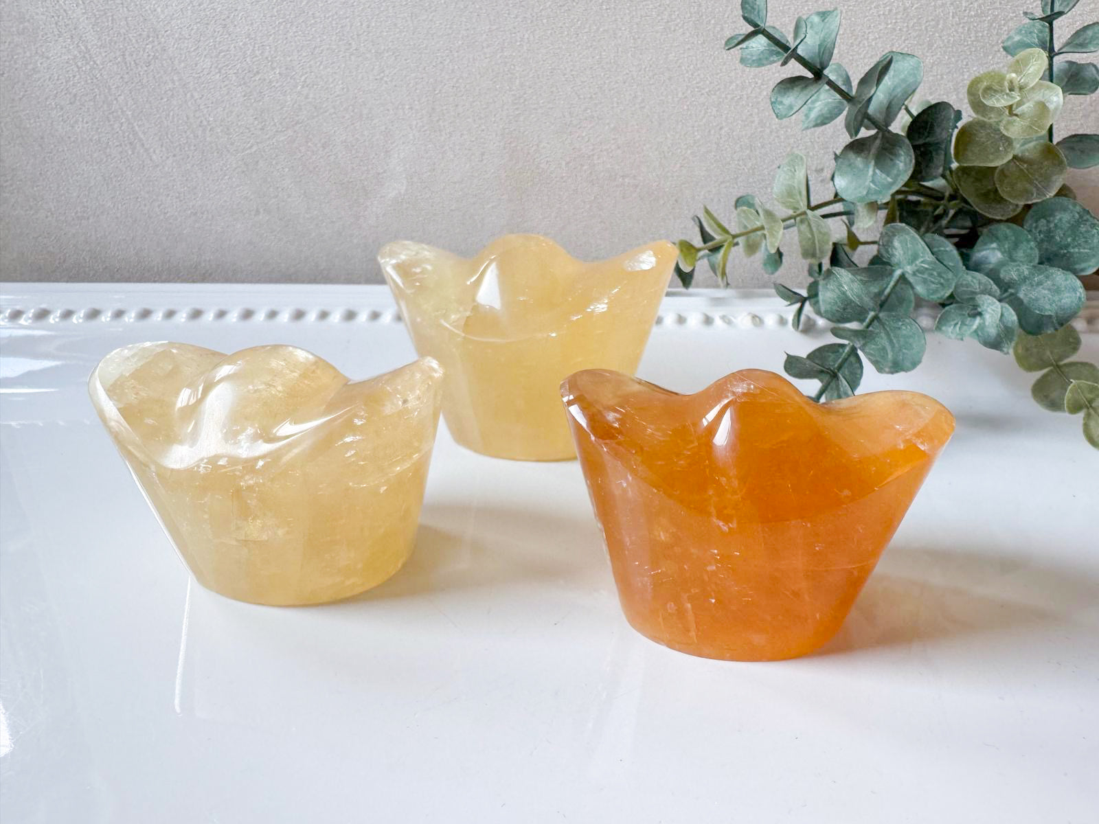 Honey Optical Calcite Yuanbao Ingot Carving