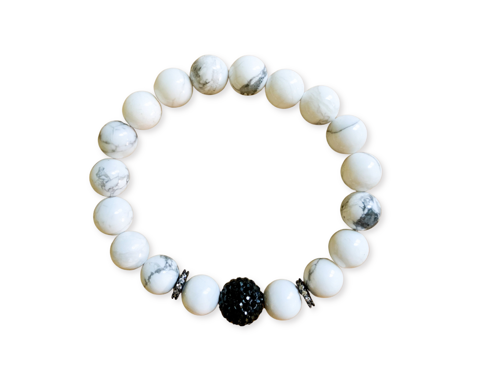 Howlite & Micro Pave 10mm Beaded Bracelet || Reiki Infused