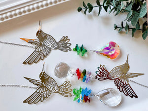 Hummingbird Rainbow Catcher Window Hanger || Silver