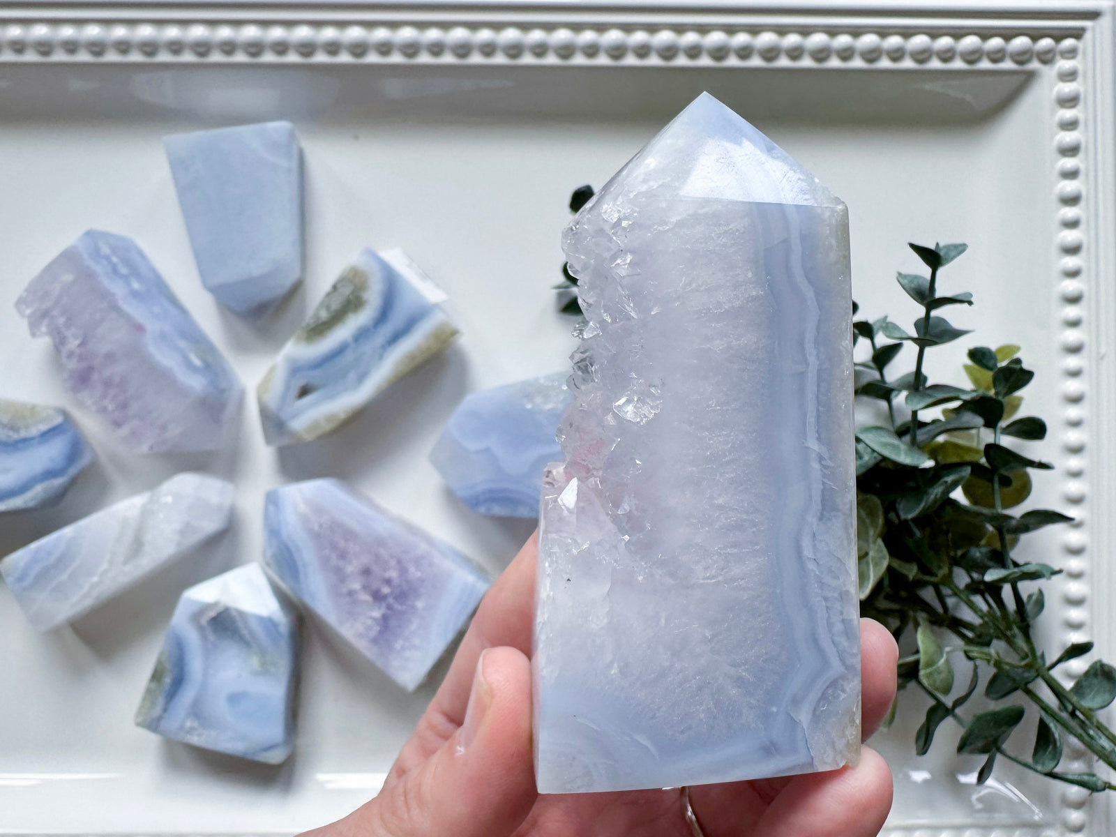 Druzy Blue Lace Agate Tower