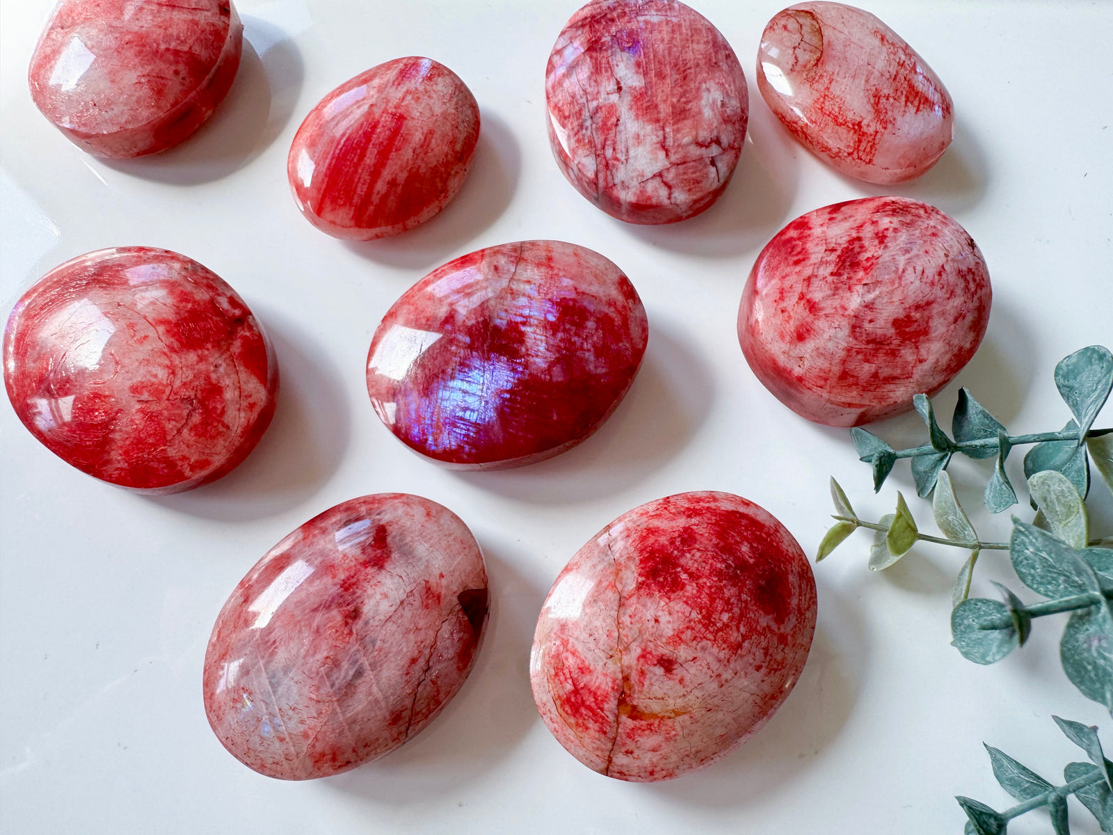 Red Moonstone Palm Stone