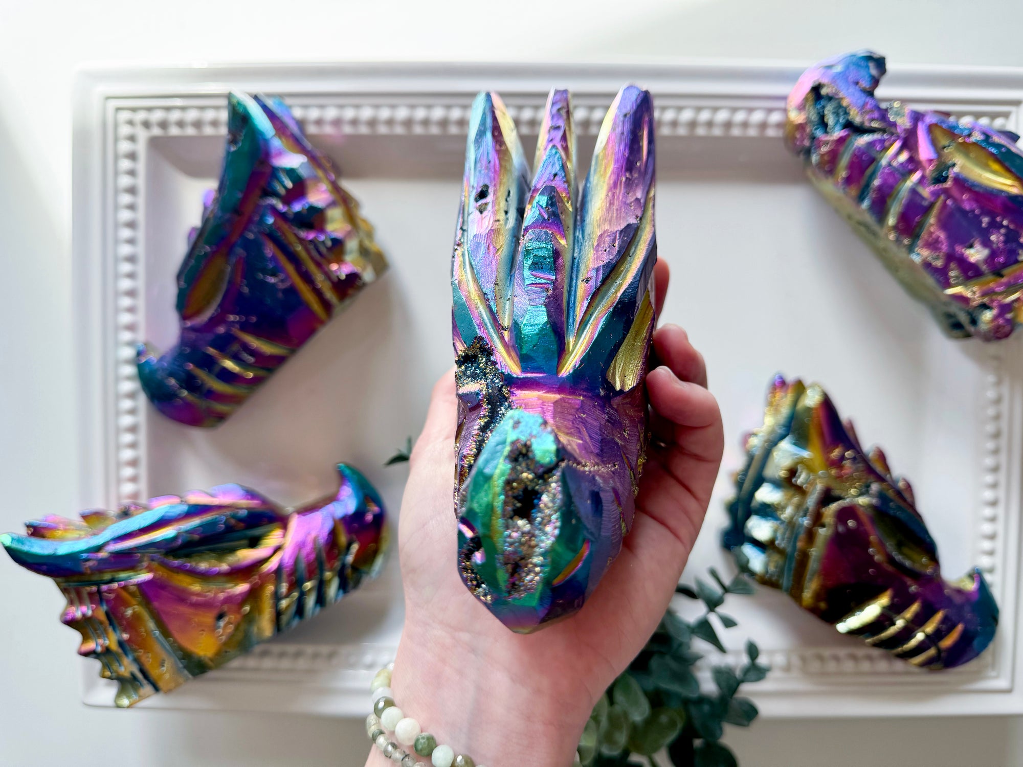 Aura Sphalerite Dragon Carving
