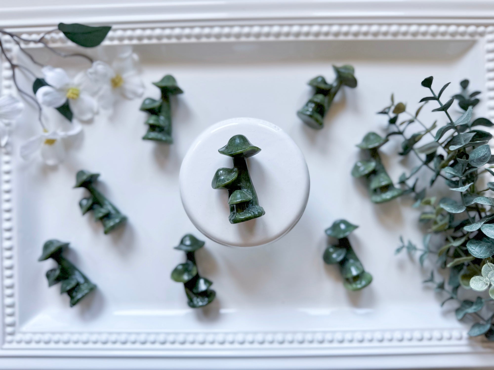 Jade Mushroom Family Carving