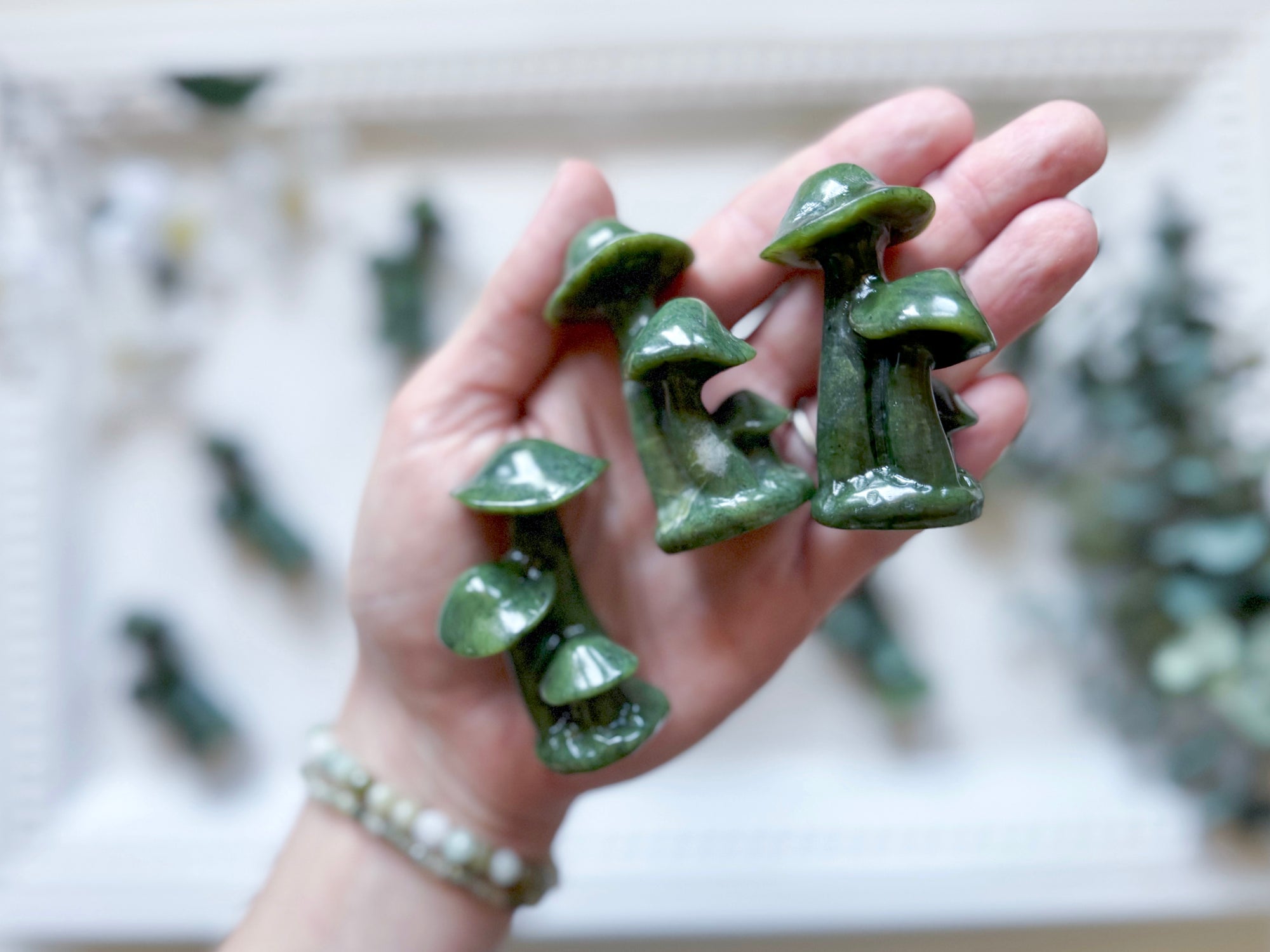 Jade Mushroom Family Carving