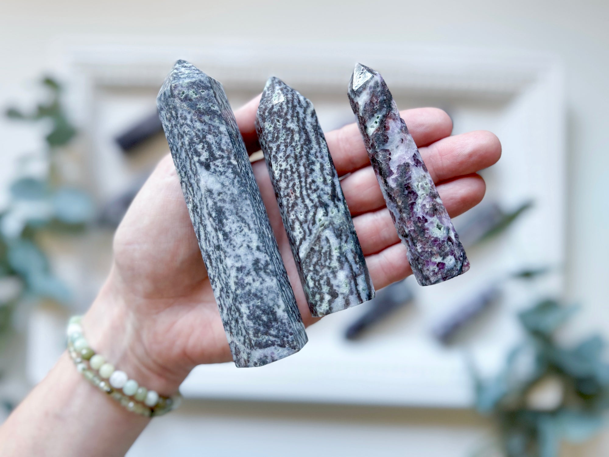 Purple Zebra Jasper with Fluorite Inclusions Tower