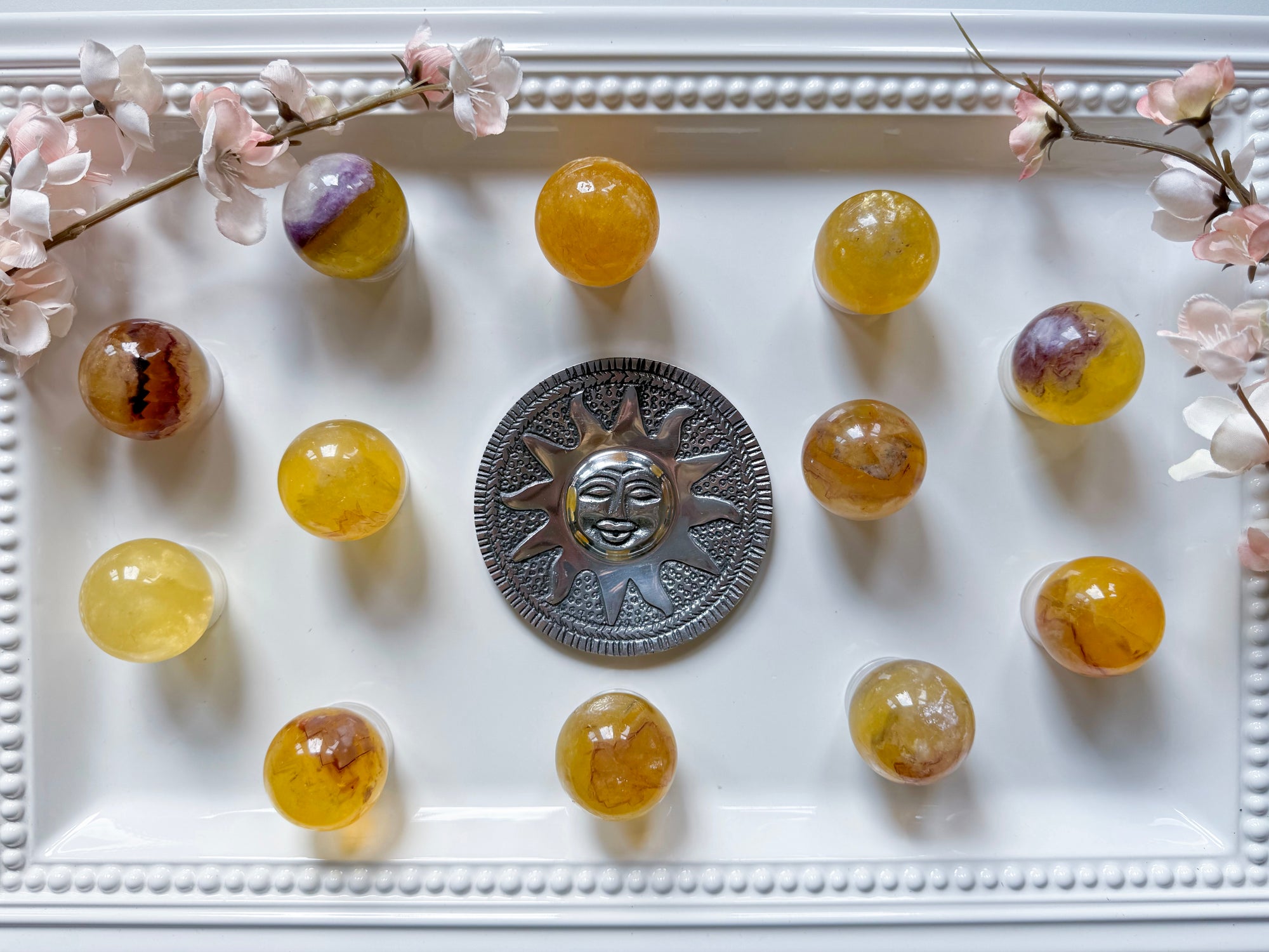 Yellow Fluorite Sphere with Mica Inclusions || Small