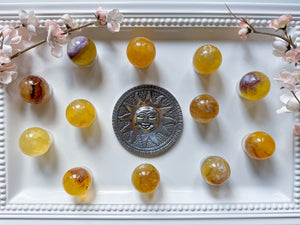 Yellow Fluorite Sphere with Mica Inclusions || Small