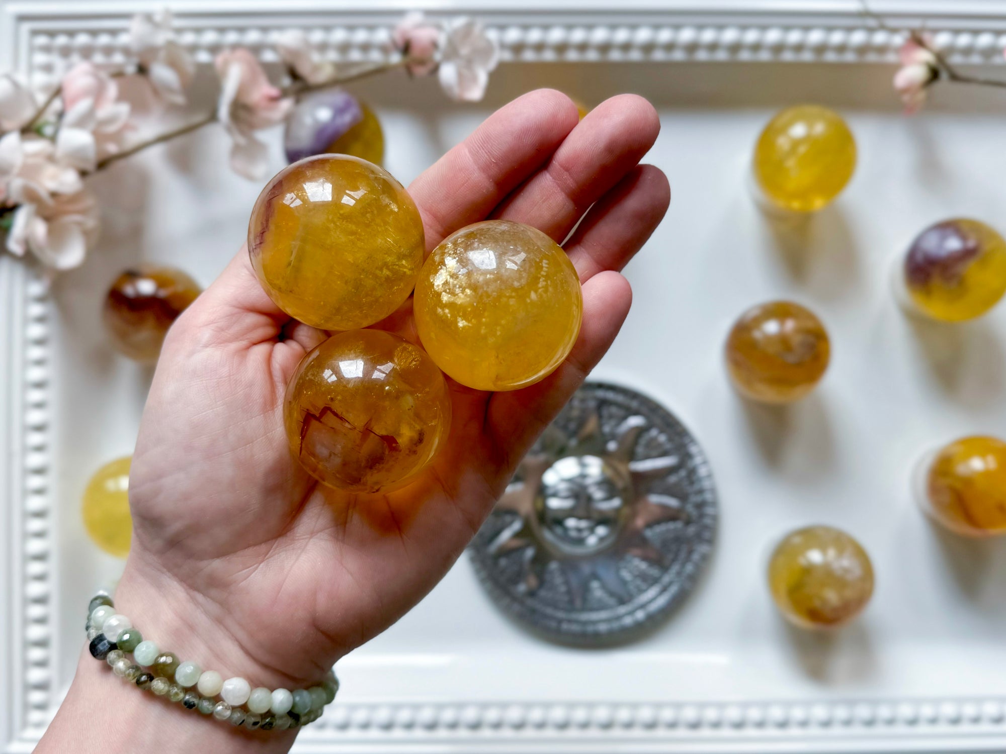 Yellow Fluorite Sphere with Mica Inclusions || Small