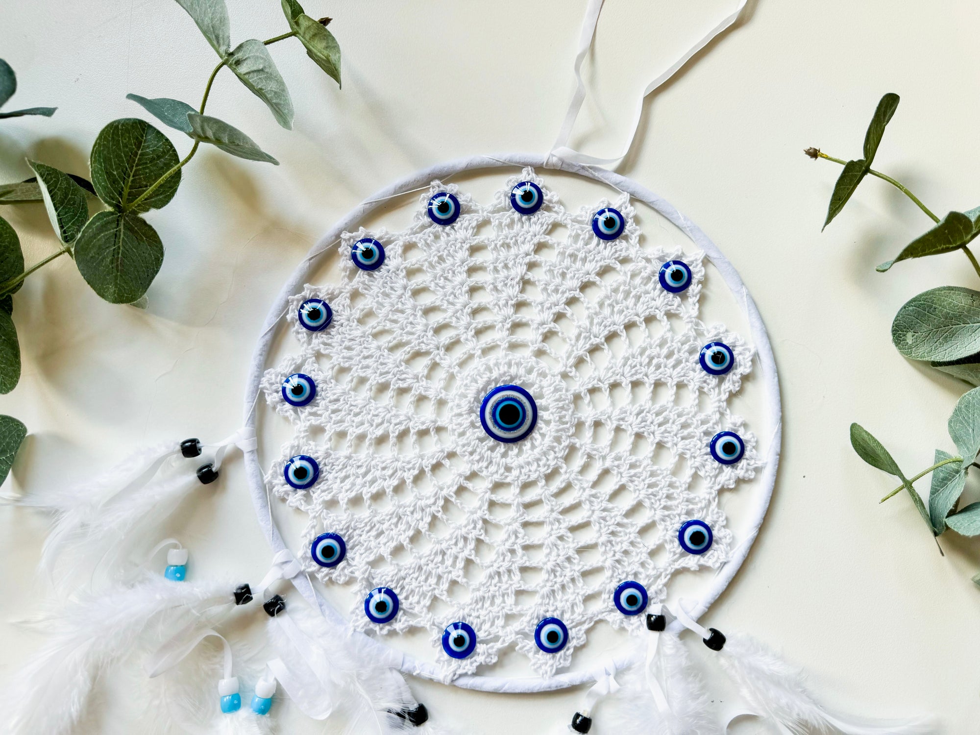 Round Evil Eye Macrame Dreamcatcher