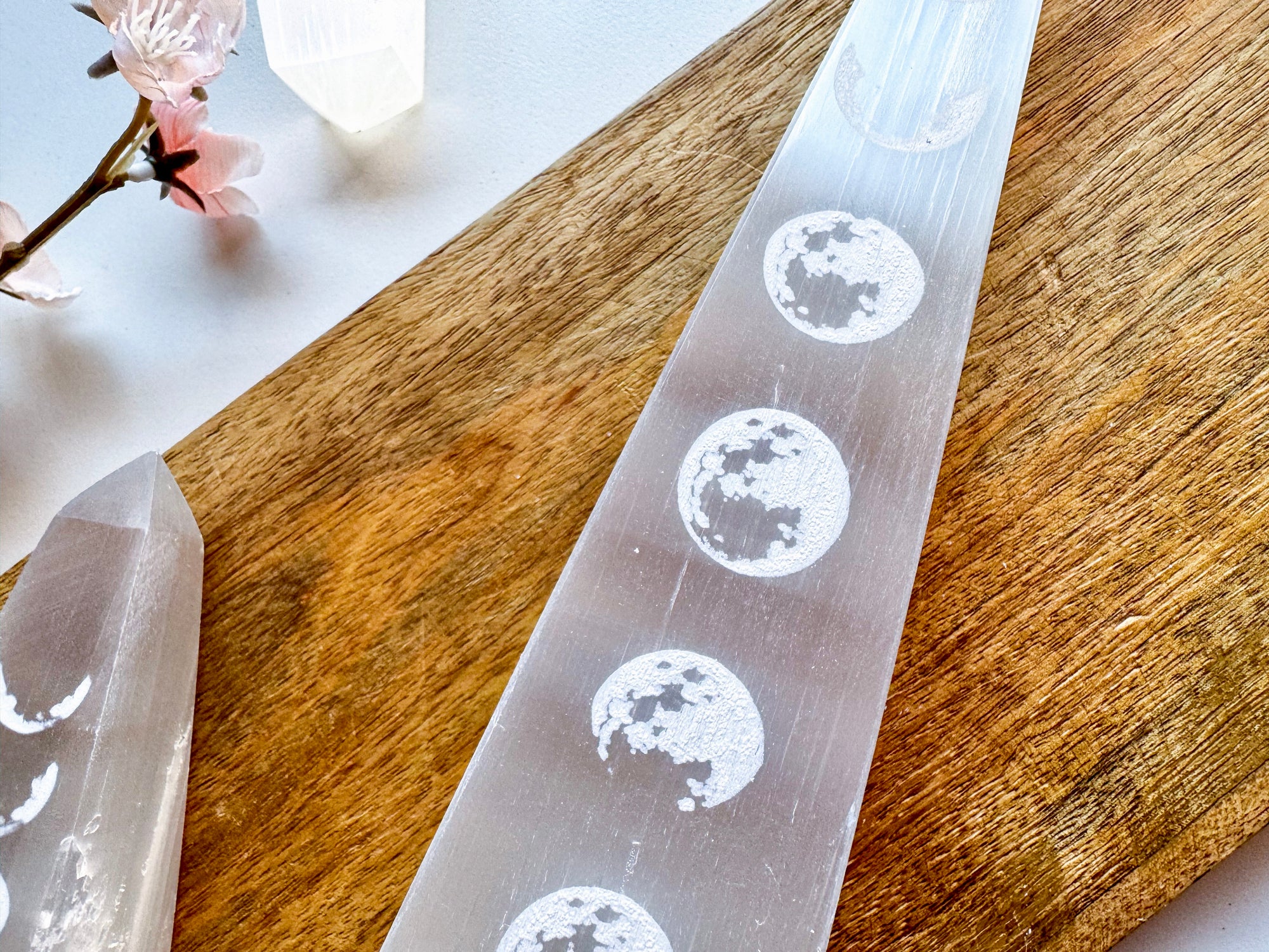 Selenite Moon Phase Obelisk