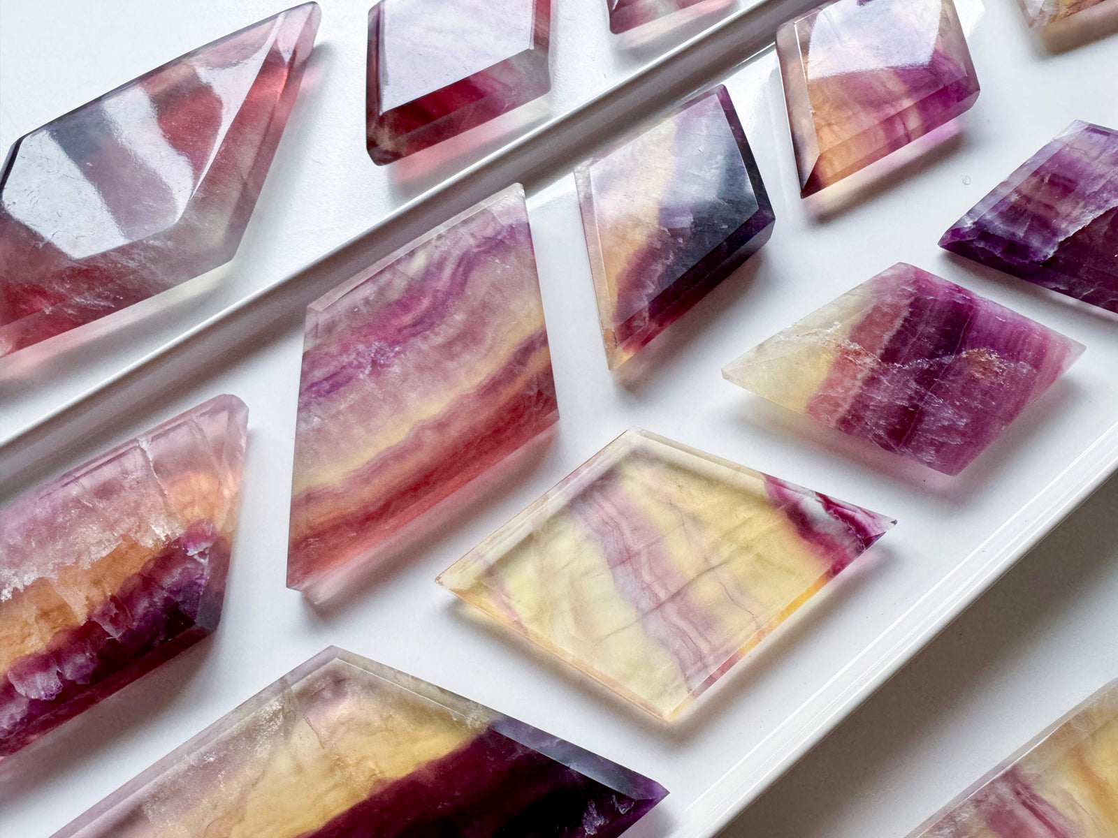 Pastel Fluorite Diamond Shaped Carving