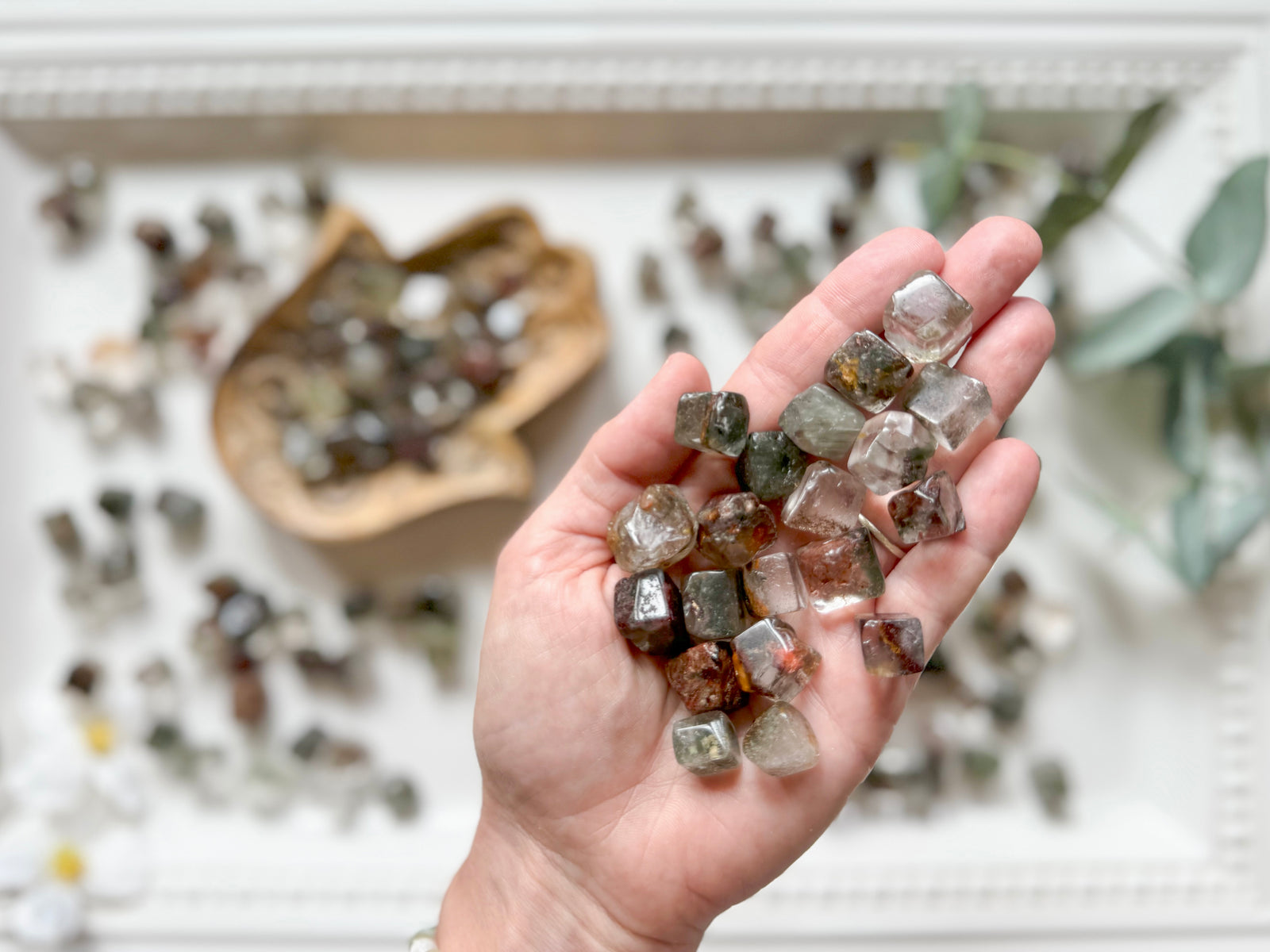 Garden Quartz (Lodolite) Cubed Tumbled Stone