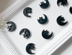 Moon & Star Carving Obsidian