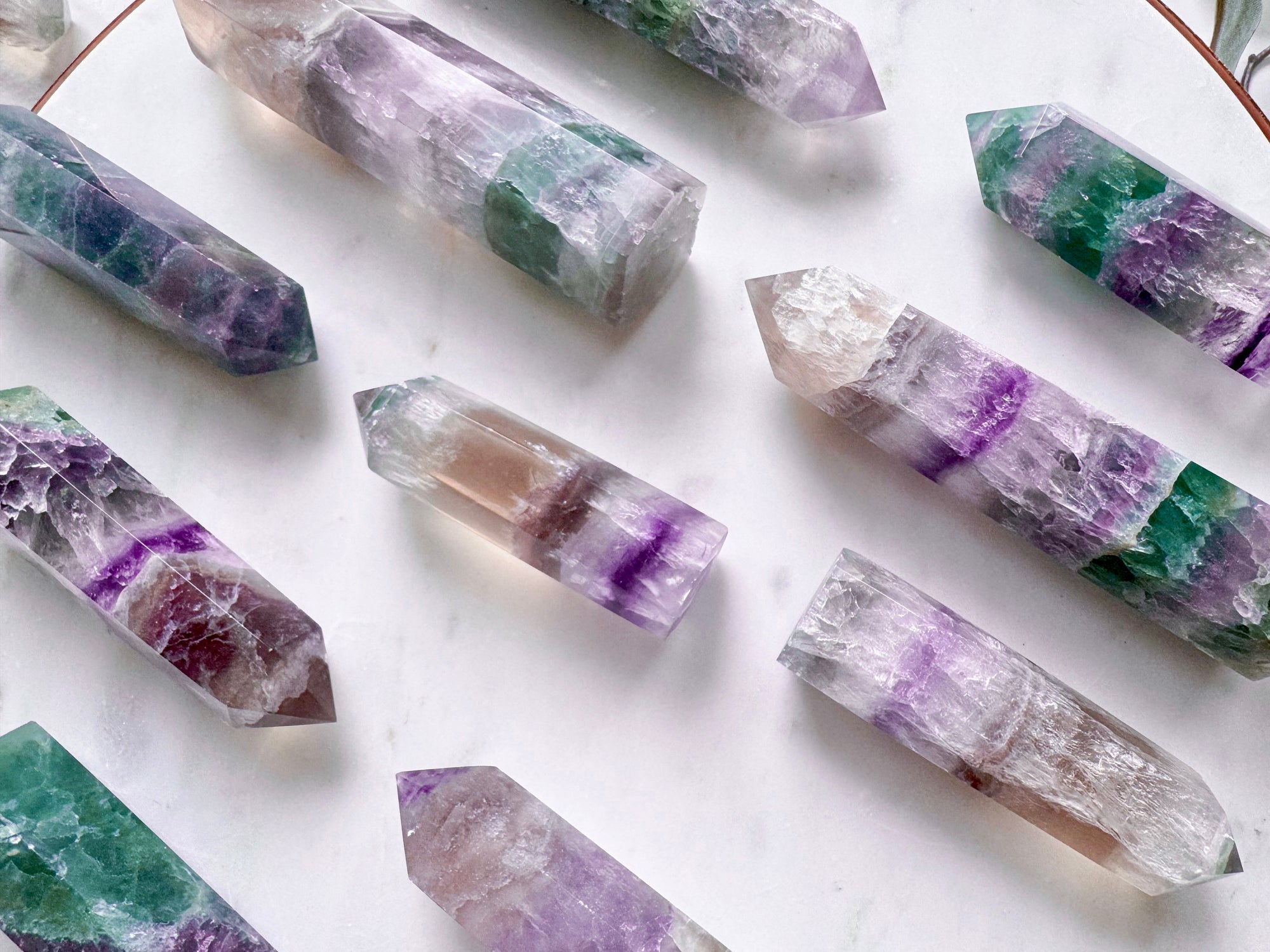 Rainbow Crackle Fluorite Points