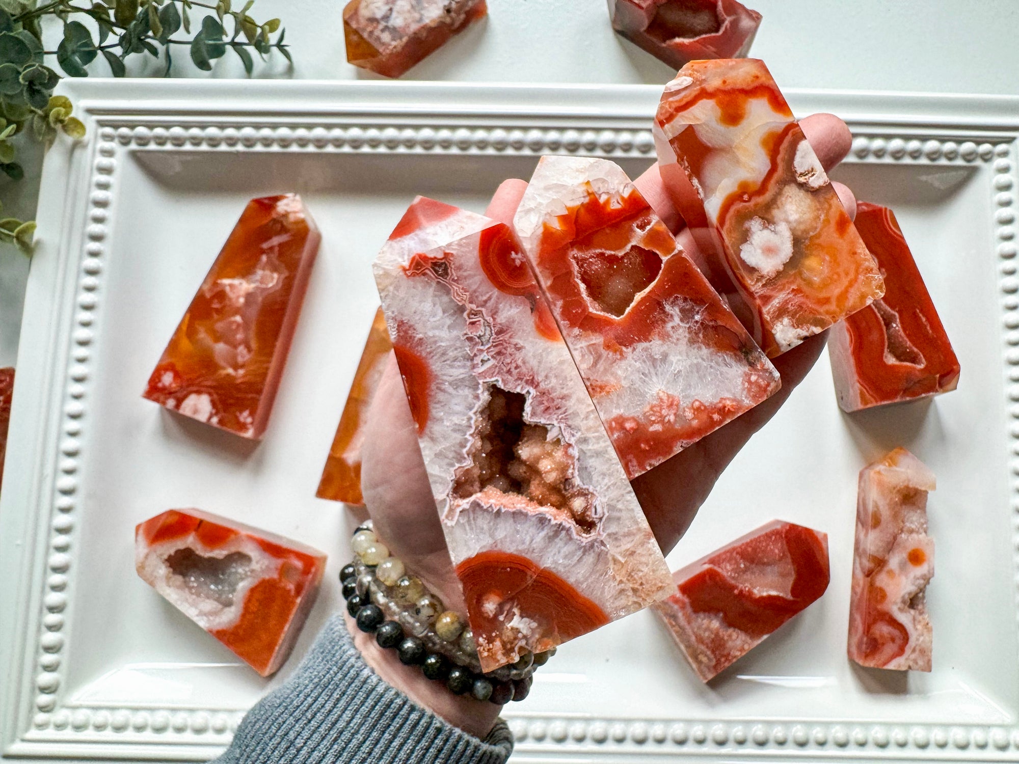Red Flower Agate Points