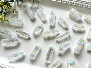 Aura Fire & Ice Crackle Quartz Points