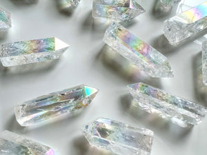 Aura Fire & Ice Crackle Quartz Points