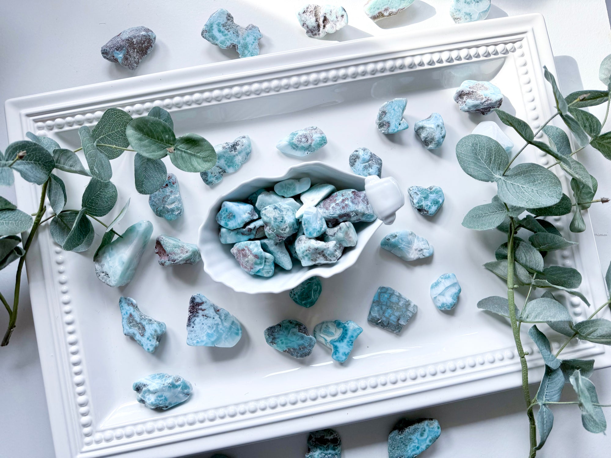 Larimar Raw & Polished Tumbled Stone