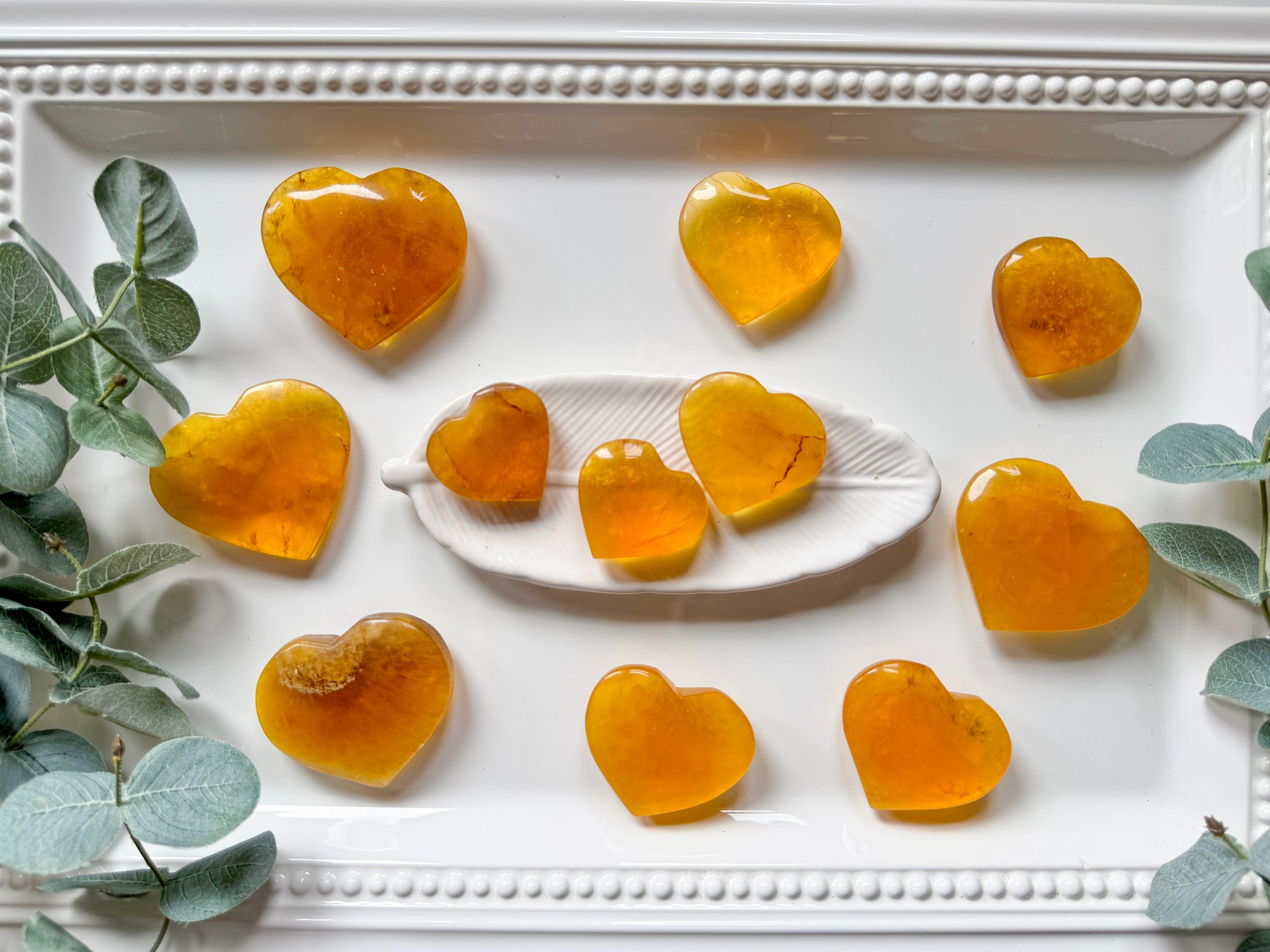 Yellow Fluorite with Mica Inclusion Hearts