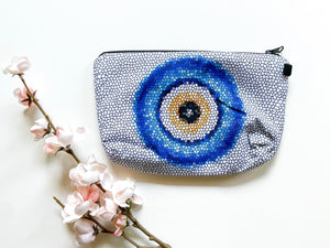 Evil Eye Pouch-Mosaic Blue/White - Evil Eye