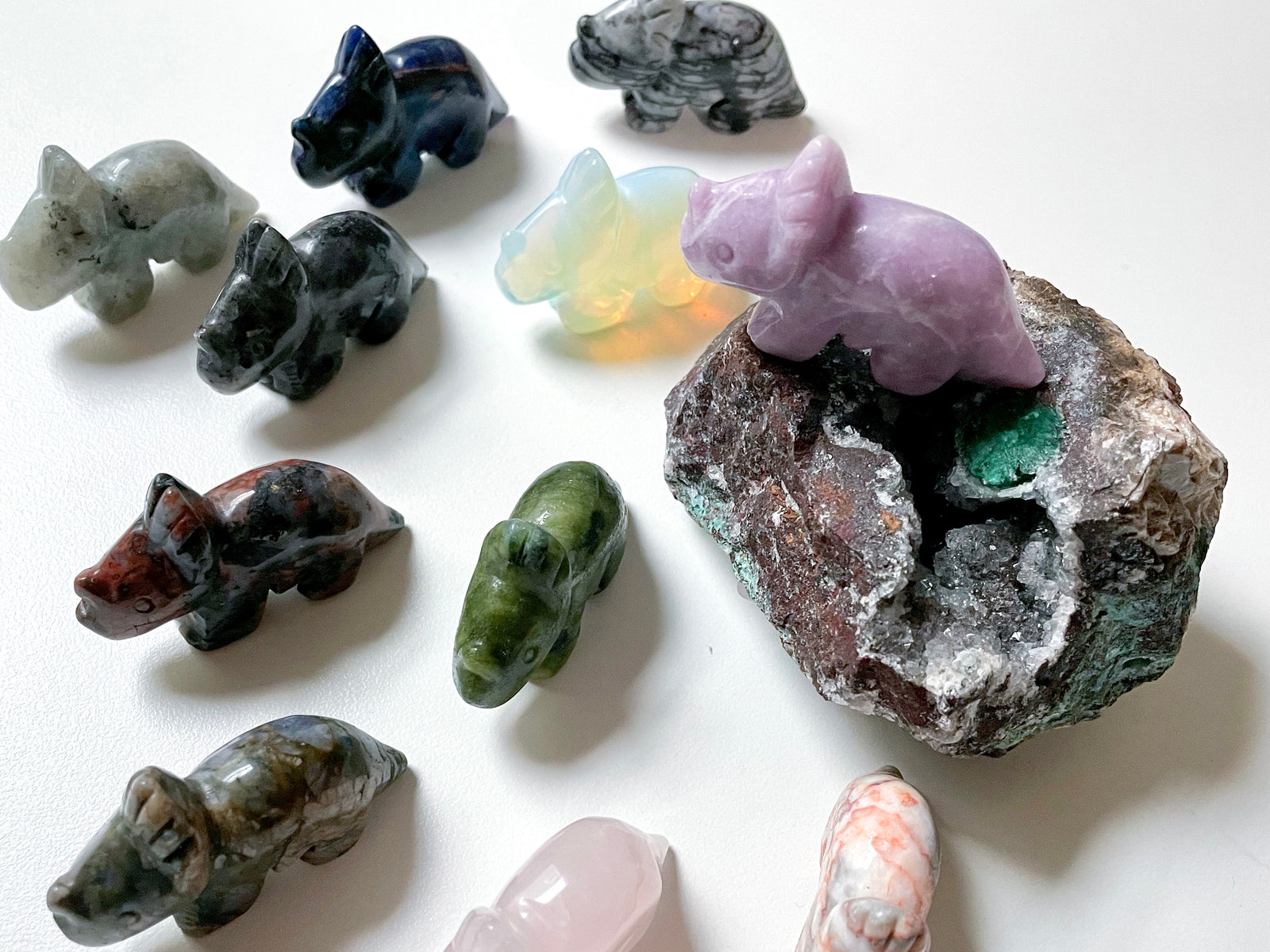 Crystal Triceratops 2" Carving