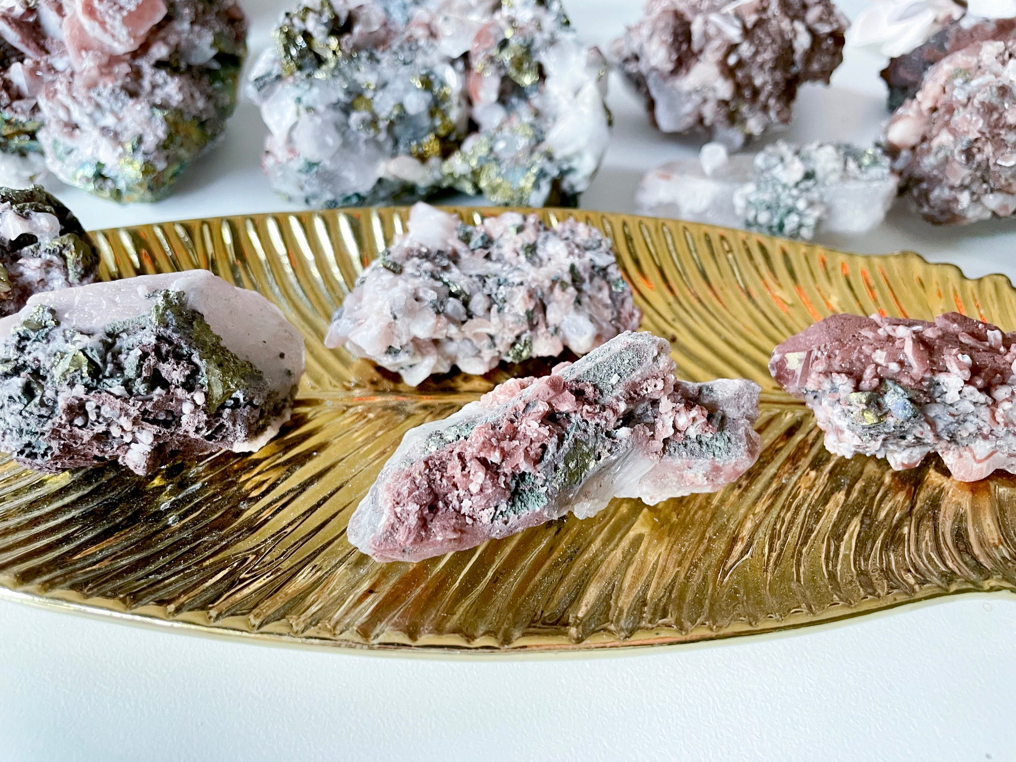 Quartz with Pink Calcite & Chalcopyrite || Mexico