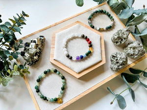 Saint Patrick's Day || Green Quartz, Nephrite Jade & Burmese Jade Four Leaf Clover Bracelet || Reiki Infused