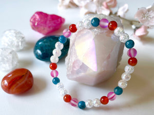 Aura Quartz, Carnelian & Apatite 6mm Beaded Bracelet || Reiki Infused