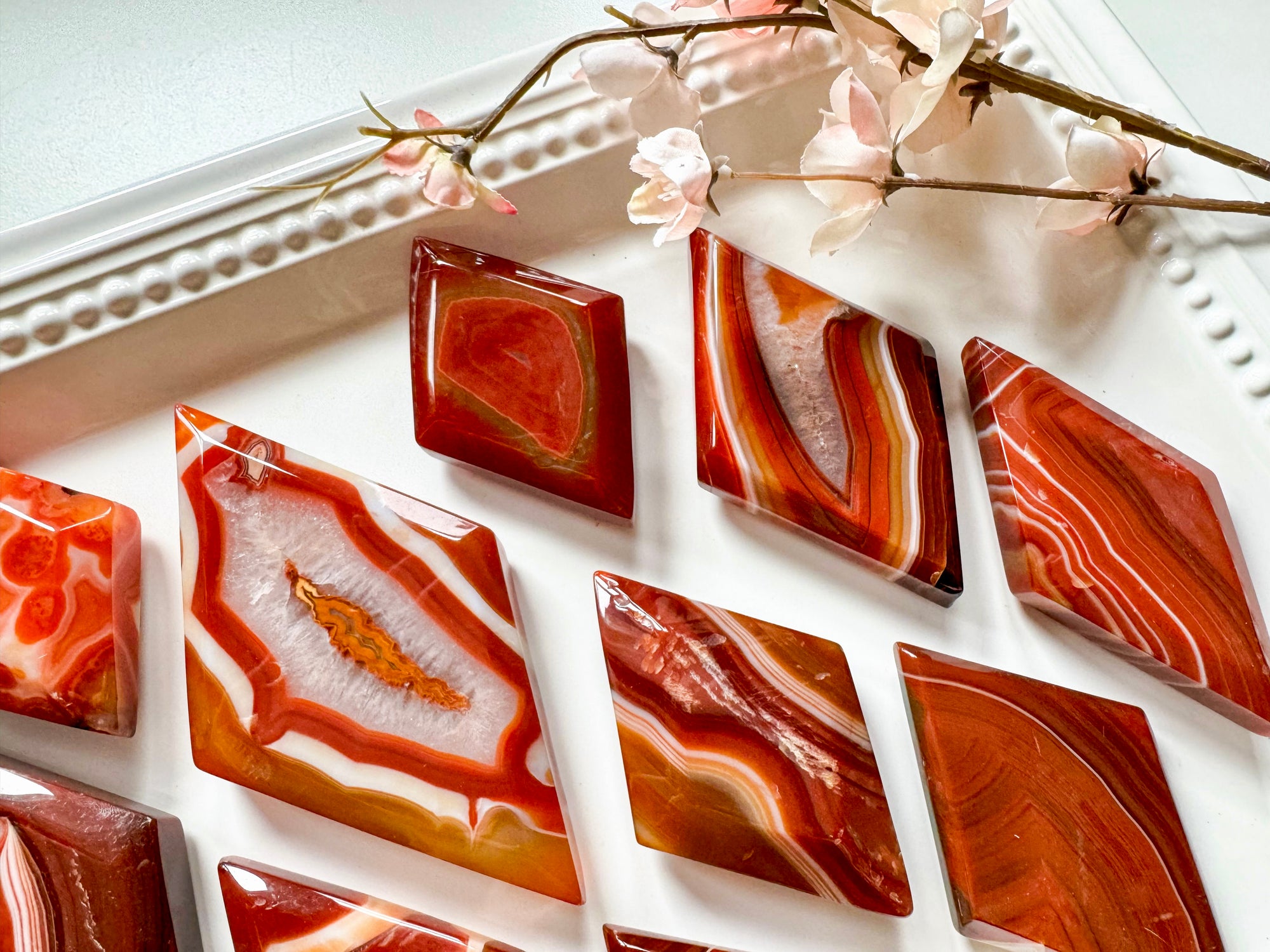 Carnelian Diamond Shaped Carving