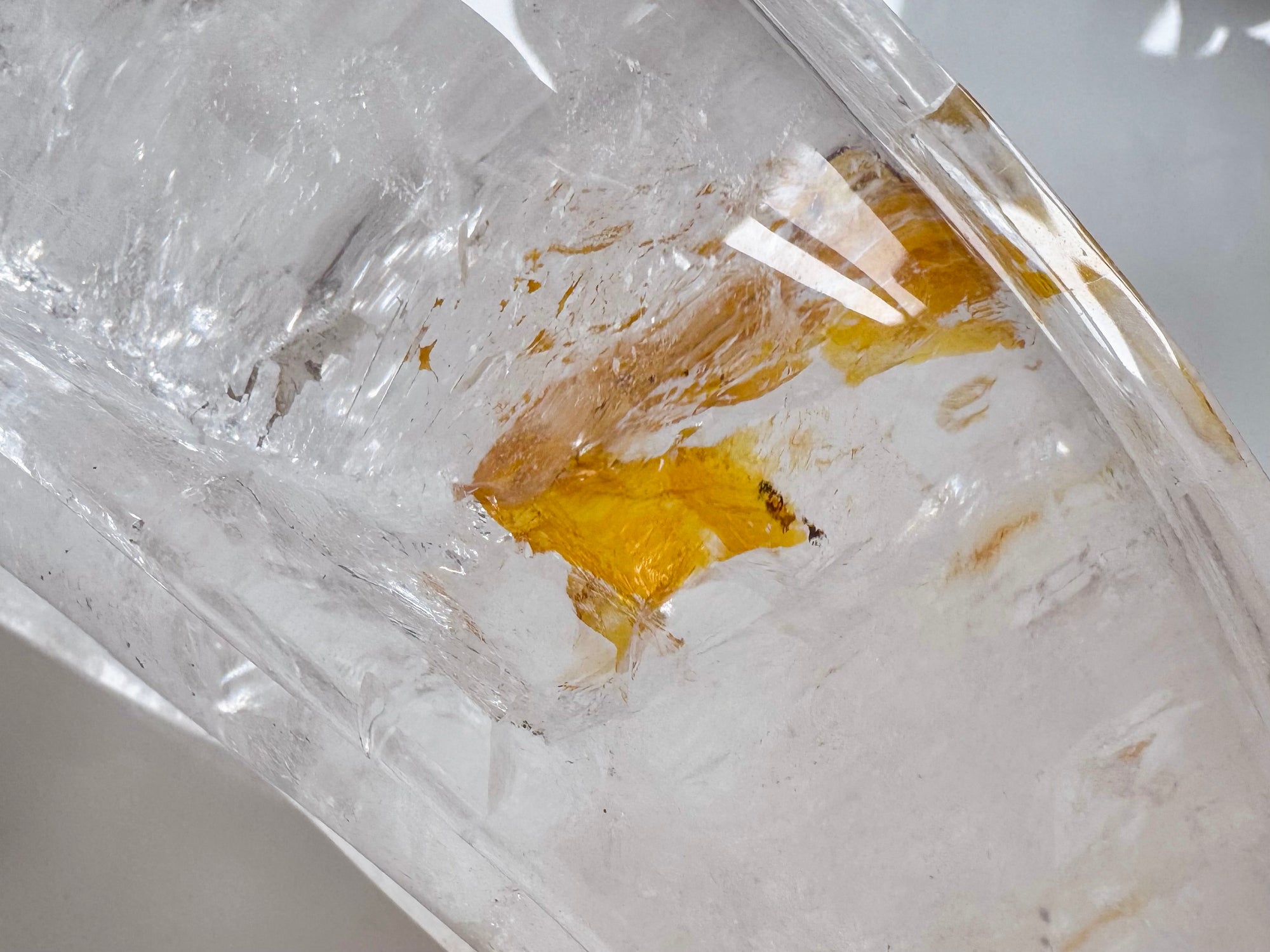 Clear Quartz Skull Traveler with Golden Healer || Brazil || Pitico