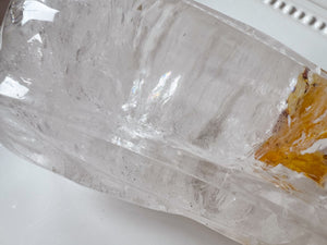 Clear Quartz Skull Traveler with Golden Healer || Brazil || Pitico