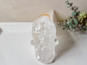 Clear Quartz Skull Traveler with Golden Healer || Brazil || Pitico