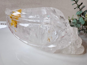 Clear Quartz Skull Traveler with Golden Healer || Brazil || Pitico