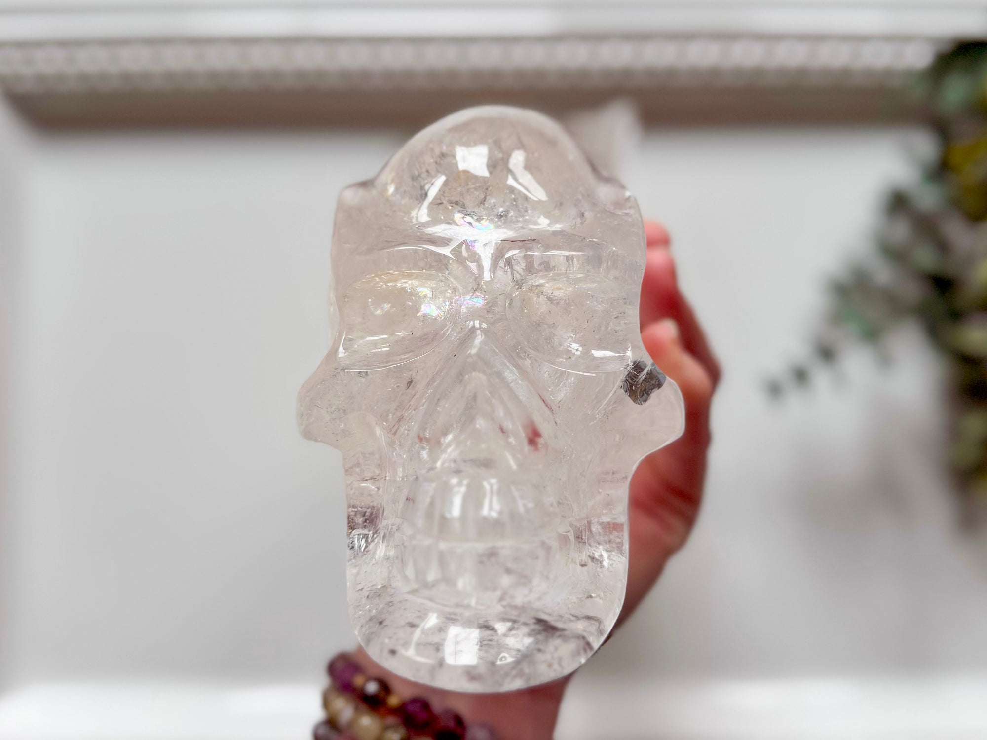 Clear Quartz Skull Traveler with Golden Healer || Brazil || Pitico