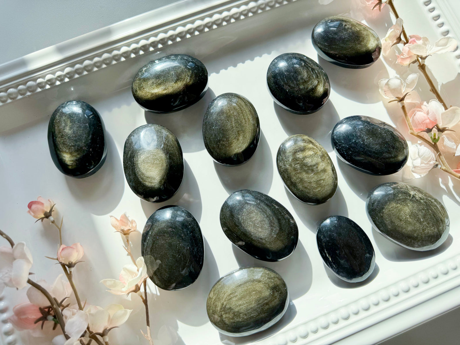 Gold Sheen Obsidian Palm Stone || High Quality