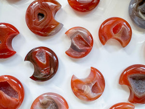 Carnelian Crescent Moon Carving