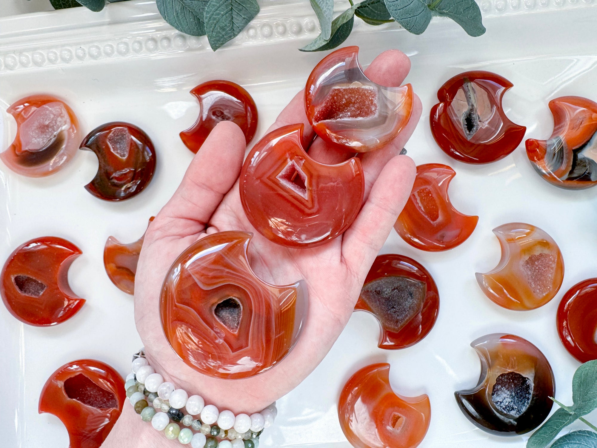 Carnelian Crescent Moon Carving