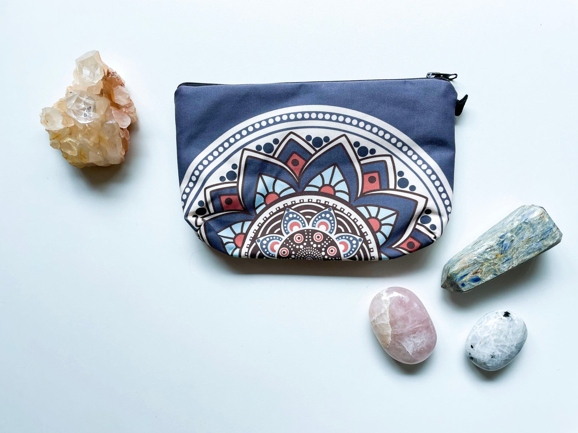 Mandala Pouch - Blue/Tan/Coral