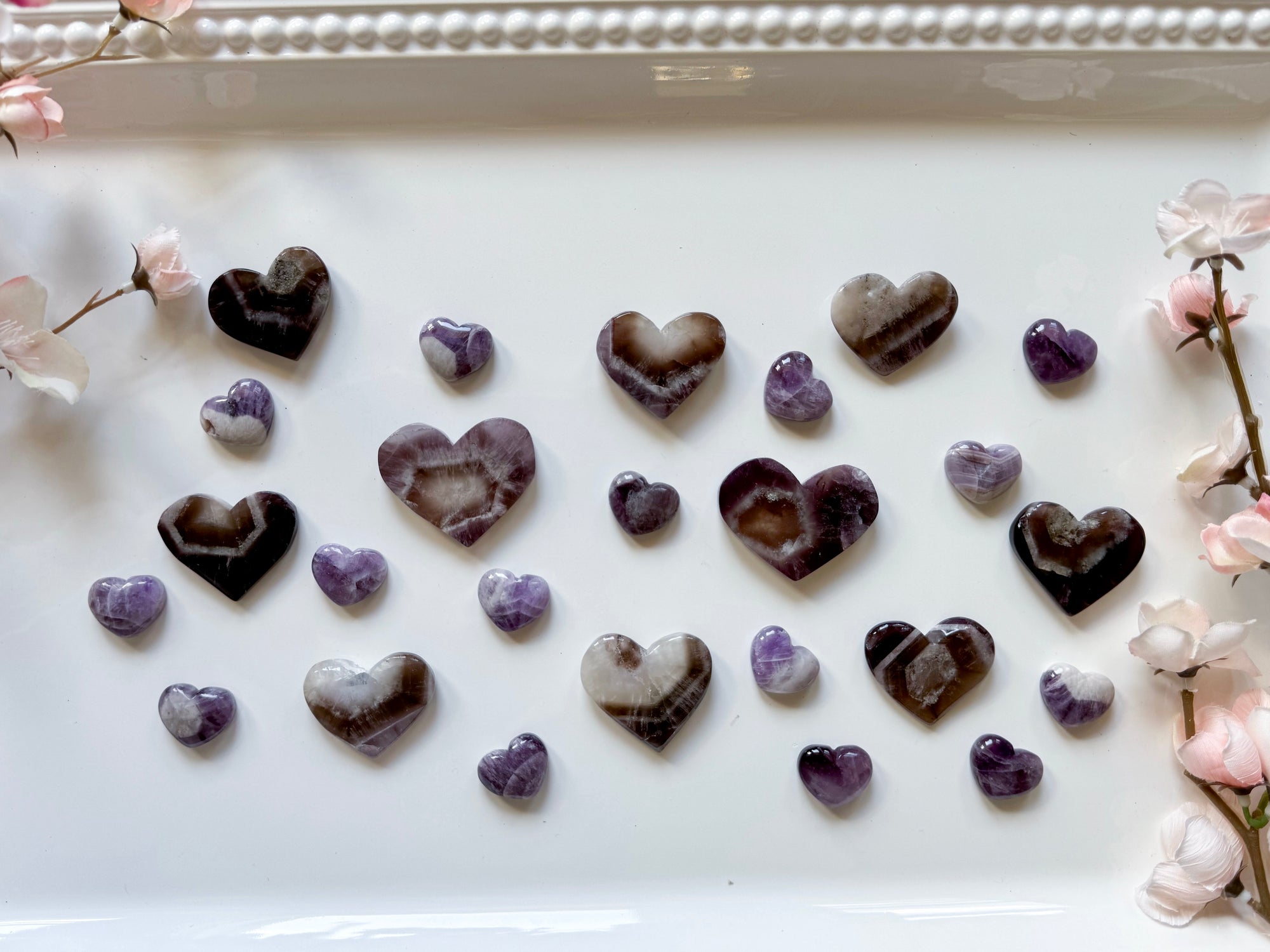 Trapiche Amethyst  Heart Carvings
