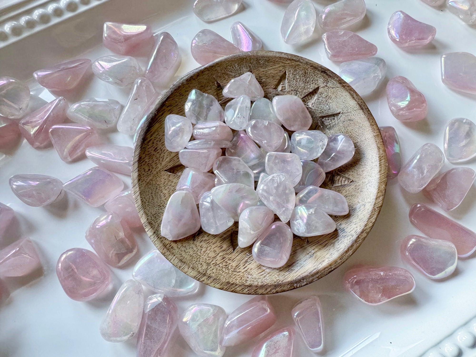 Aura Rose Quartz Tumbled Stones