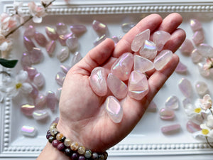 Aura Rose Quartz Tumbled Stones