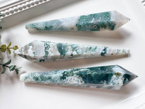 Moss Agate Cut Base Wand || Large