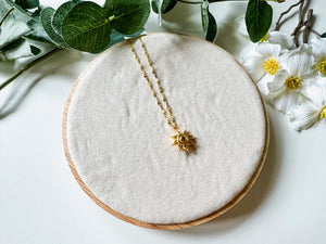 Dainty Gold Sun Necklace - Sunflower