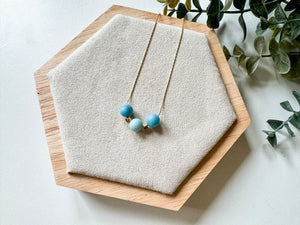 Larimar 3 Beaded Necklace - Gold