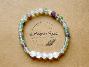 Back to School || Fluorite and Selenite Beaded Bracelet || Reiki Infused