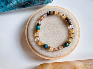 Lion's Mane Beaded Bracelet || Citrine, Tiger Eye & Chrysocolla || Reiki Infused