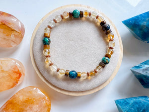 Lion's Mane Beaded Bracelet || Citrine, Tiger Eye & Chrysocolla || Reiki Infused