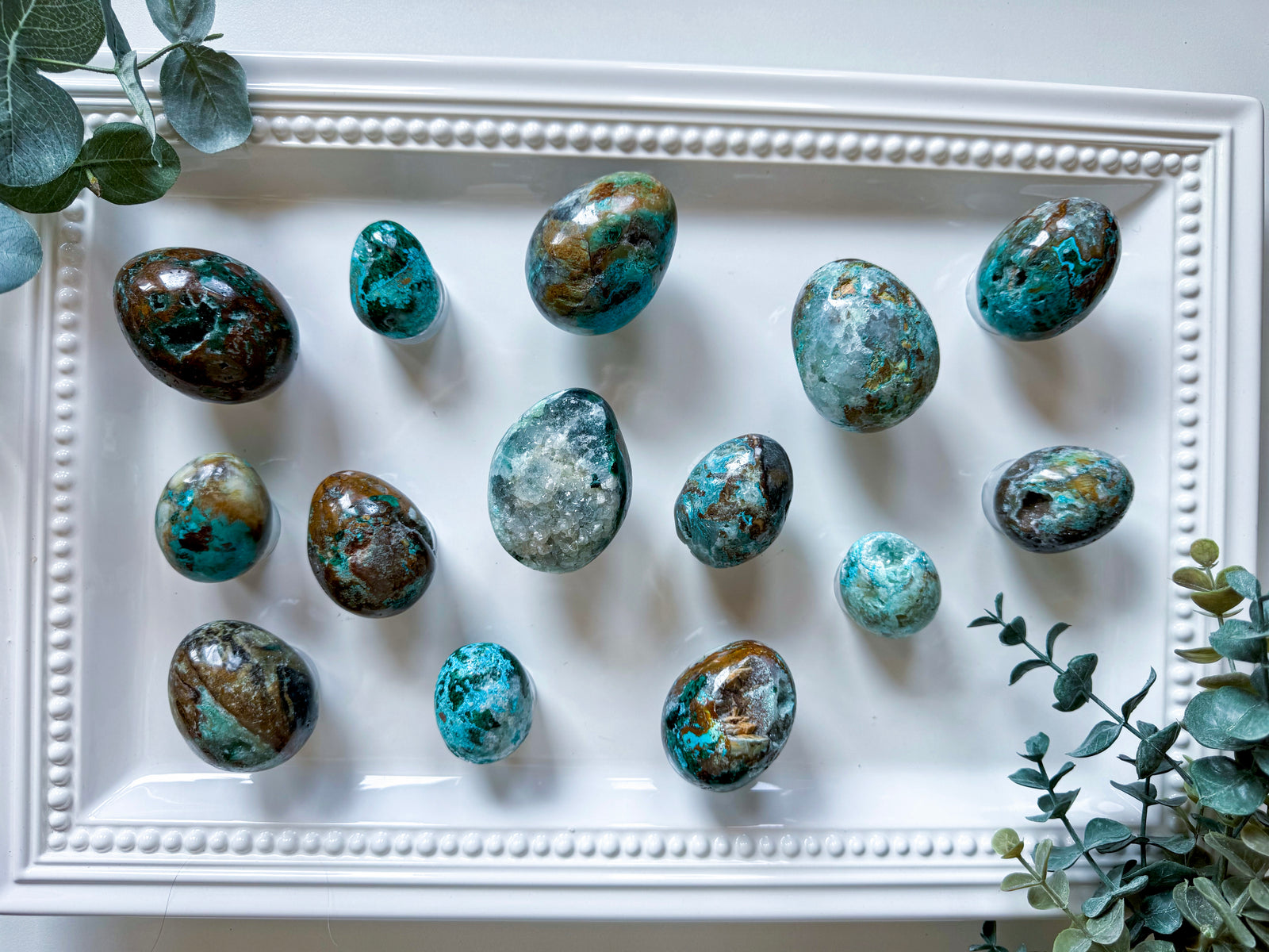 Chrysocolla with Druzy Quartz Egg || Peru
