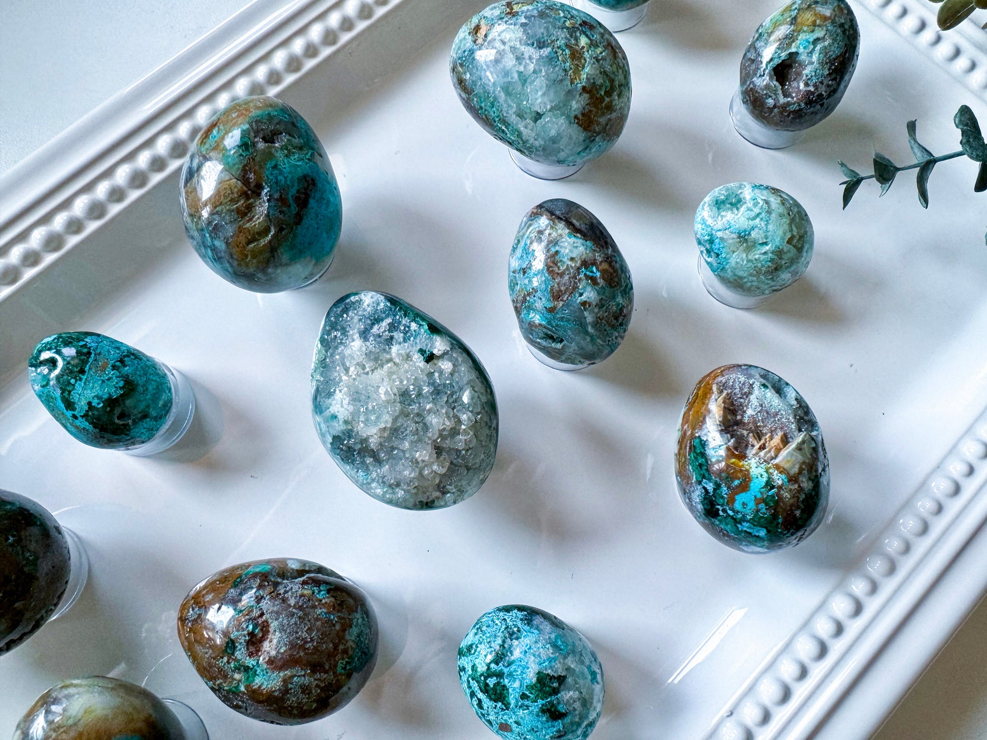 Chrysocolla with Druzy Quartz Egg || Peru